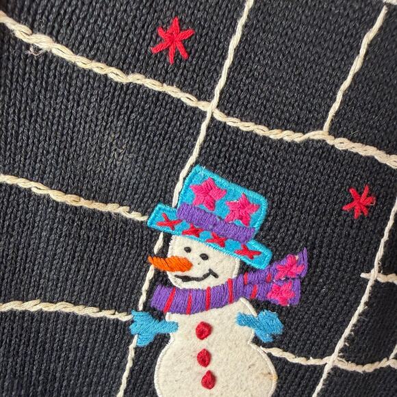 Vintage BP Design Snowman Sweater Vest Cardigan XL 90s Y2K Holiday Winter READ - Picture 5 of 5